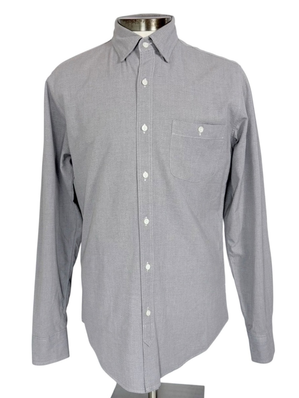 J.Crew Mens M Gray Oxford Shirt Classic Button Down Cotton Long Sleeve Pocket